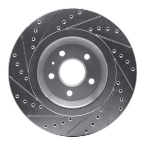 Audi A6 Quattro Brake Rotor (1) - Rear Right - R1 Concepts - Drilled & Slotted - Silver - `08-`25